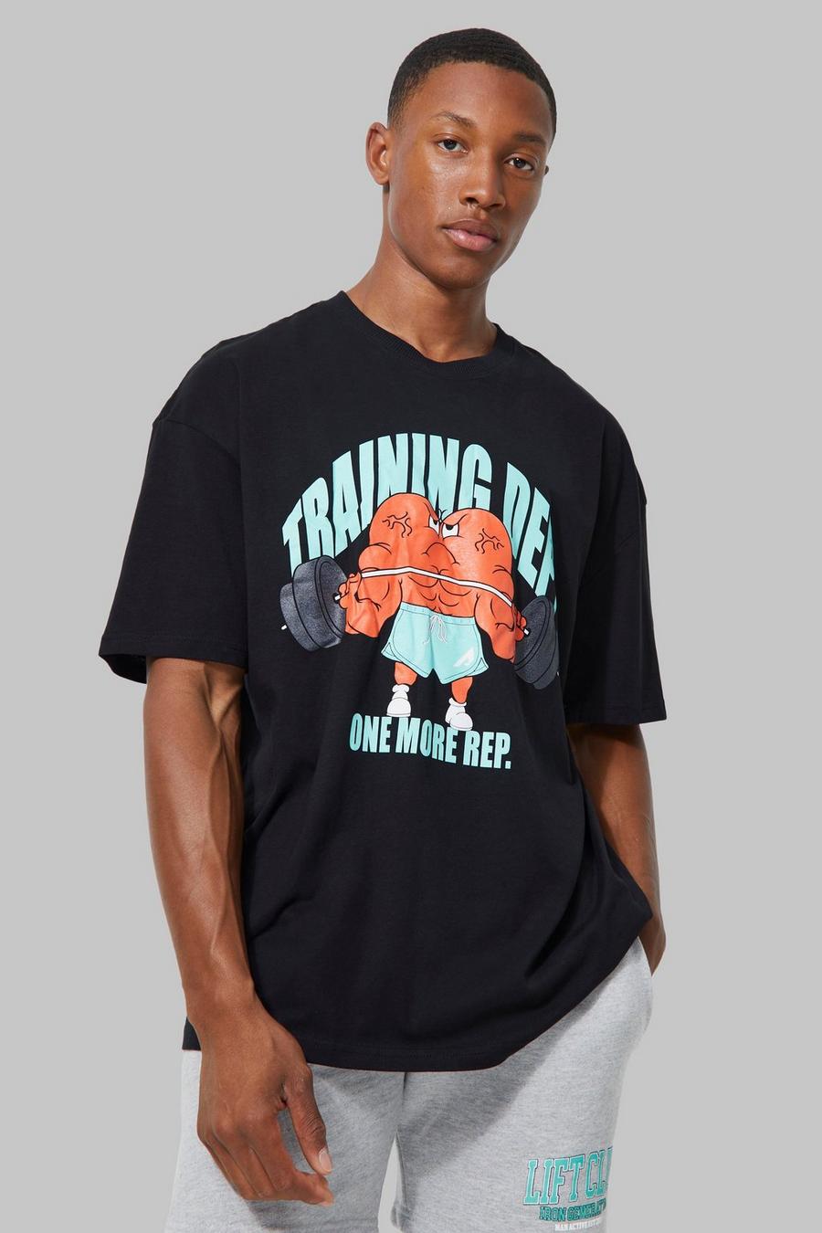 Black Man Active Oversized Cartoon Rep T-shirt