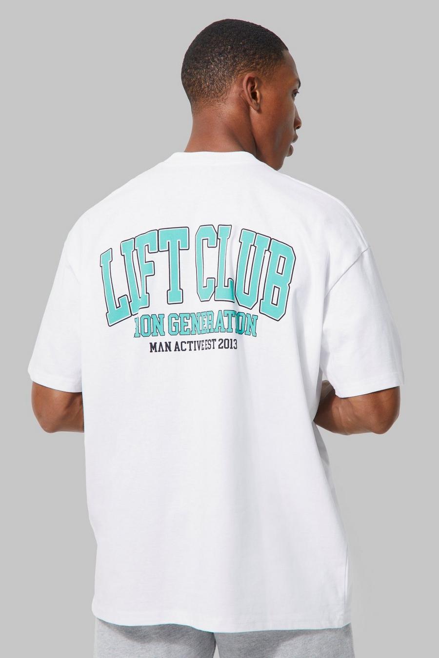 White vit Man Active Heavy Oversized Lift Club T-shirt