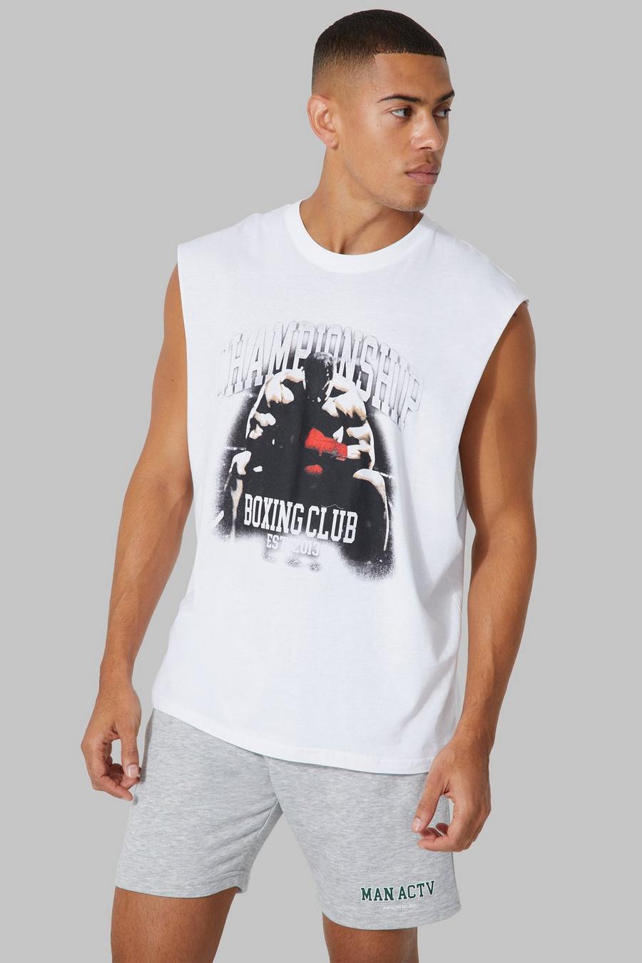 White Man Active Boxing Club Drop Arm Tank Top image number 1