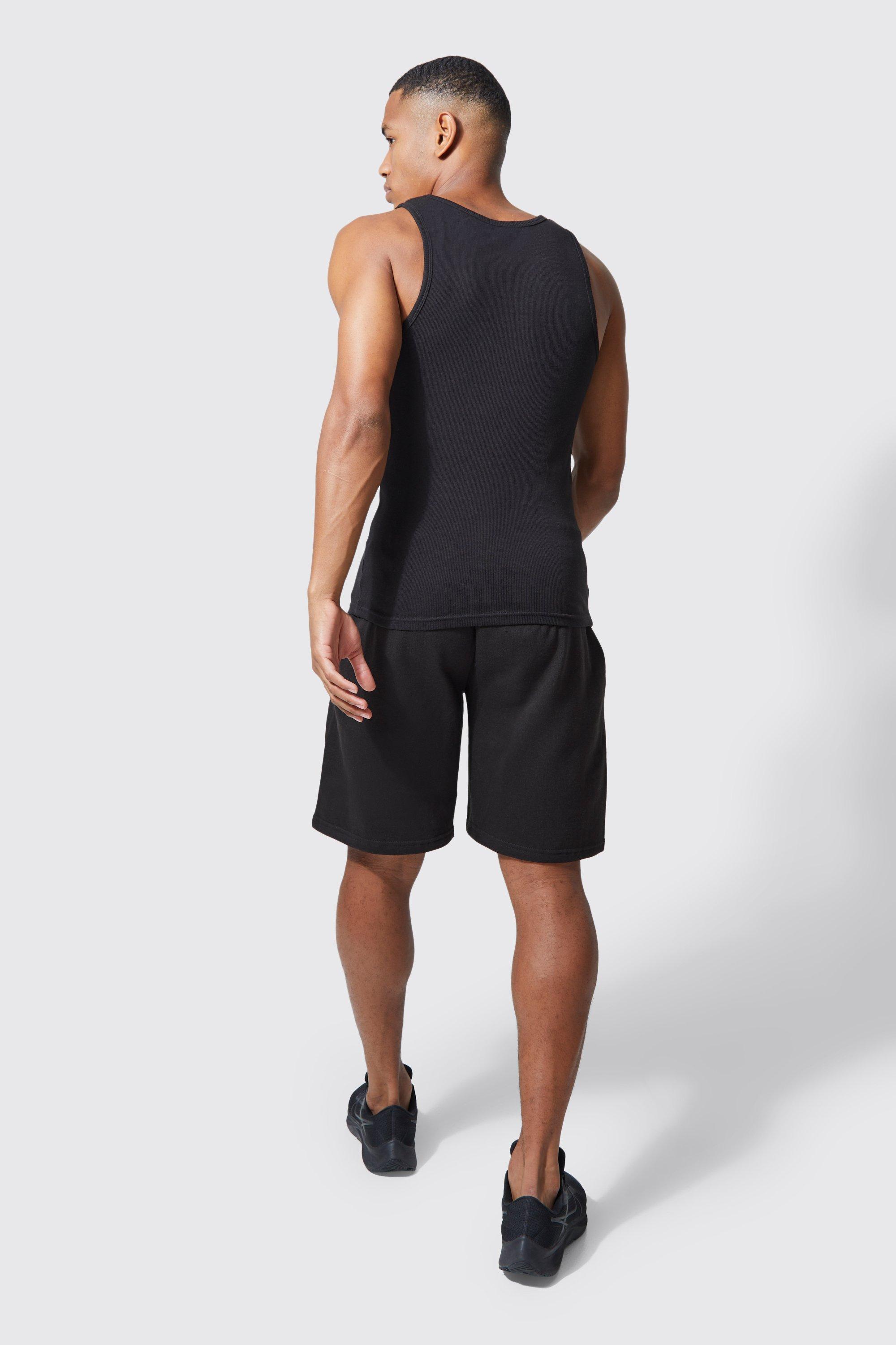 Man Active Gym Muscle Fit Ribbed Vest