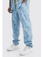 Jeans dritti in jacquard effetto patchwork, Light blue