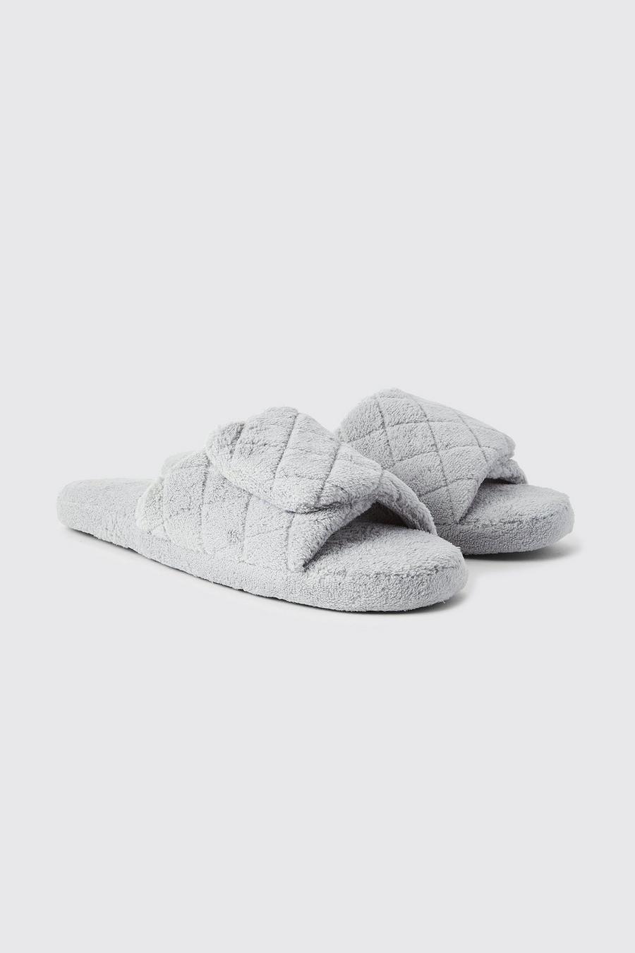 Grey Quilted Open Toe Slipper image number 1