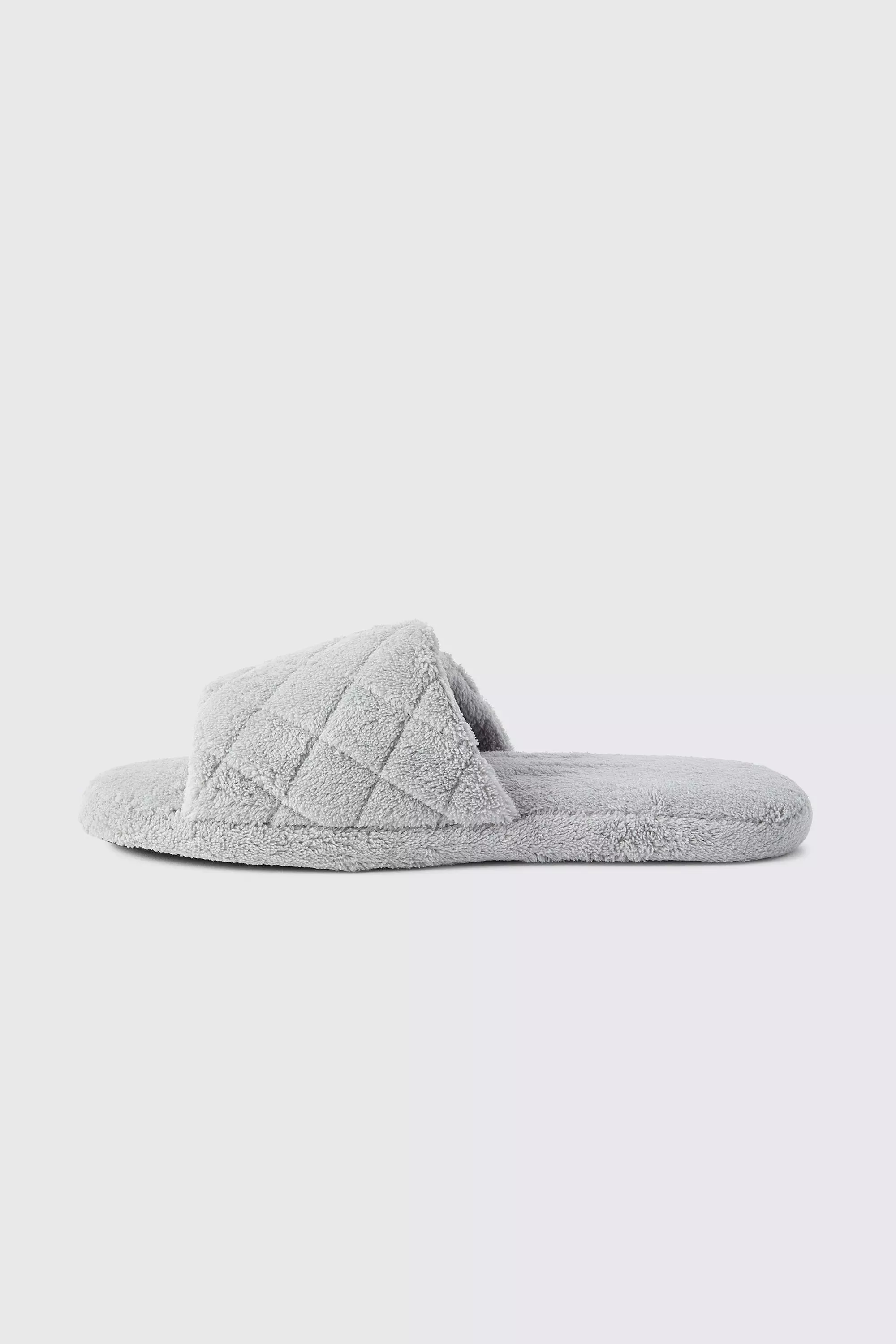 Grey Quilted Open Toe Slipper alternative image