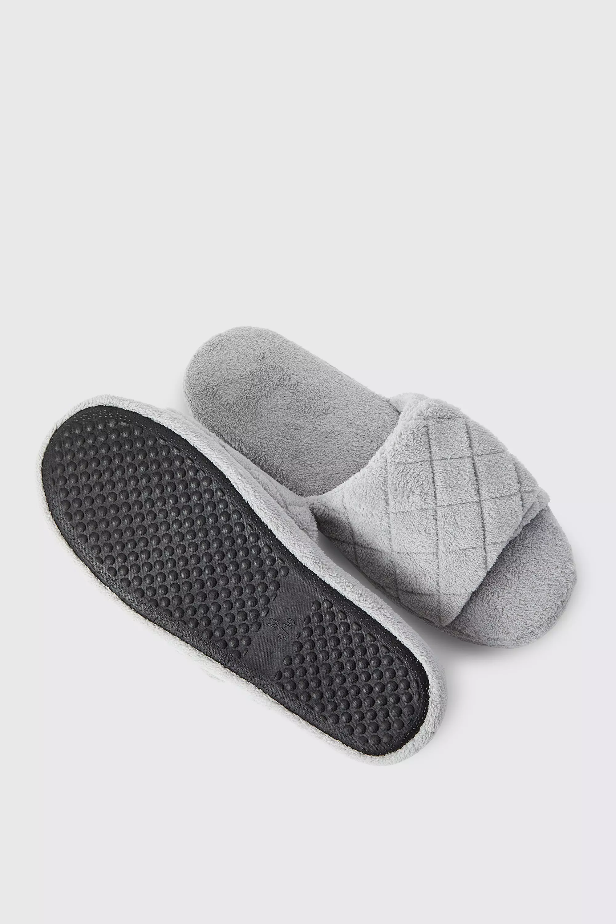 Grey Quilted Open Toe Slipper alternative image
