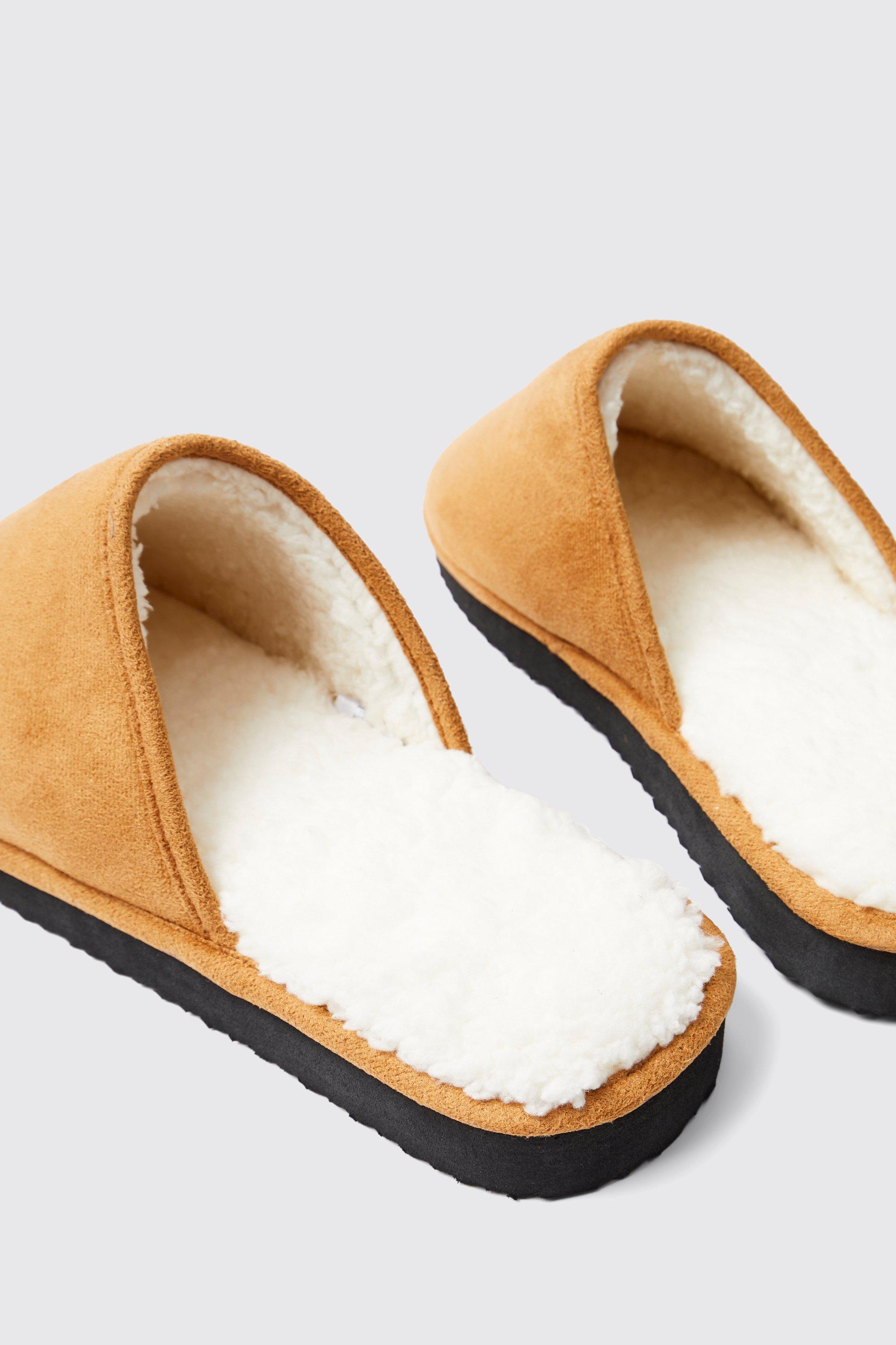 Mens shearling lined on sale slippers