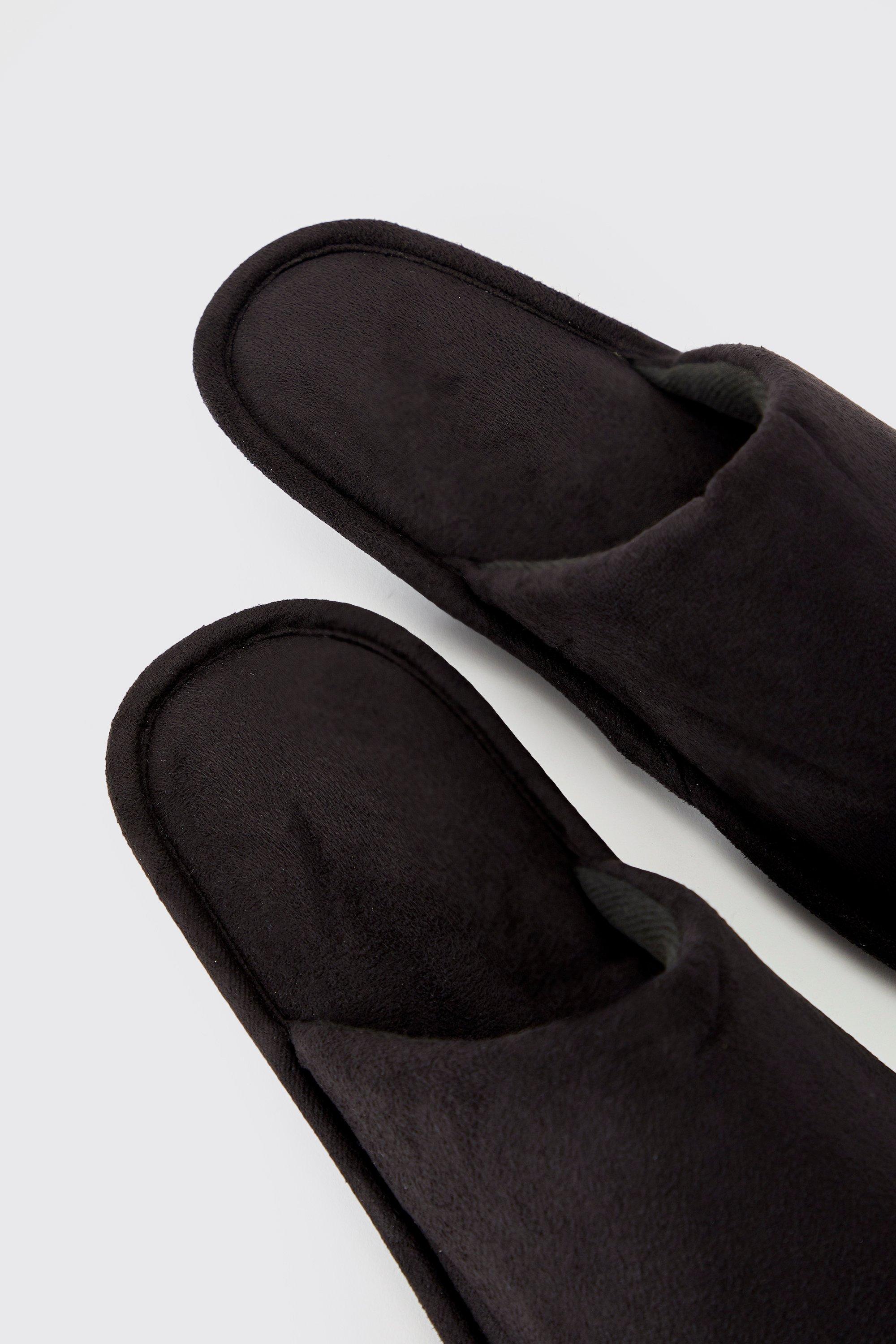 Men s Velour Closed Toe Slipper Boohoo UK