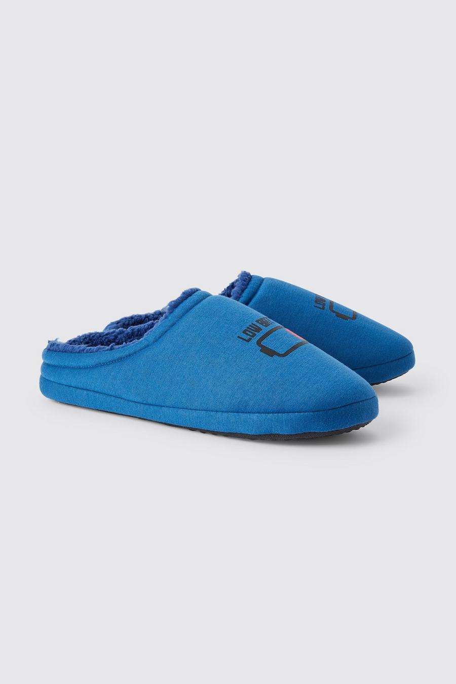 Blue Low Battery Print Slippers image number 1