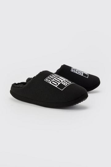 Straight Outta Bed Print Slippers black