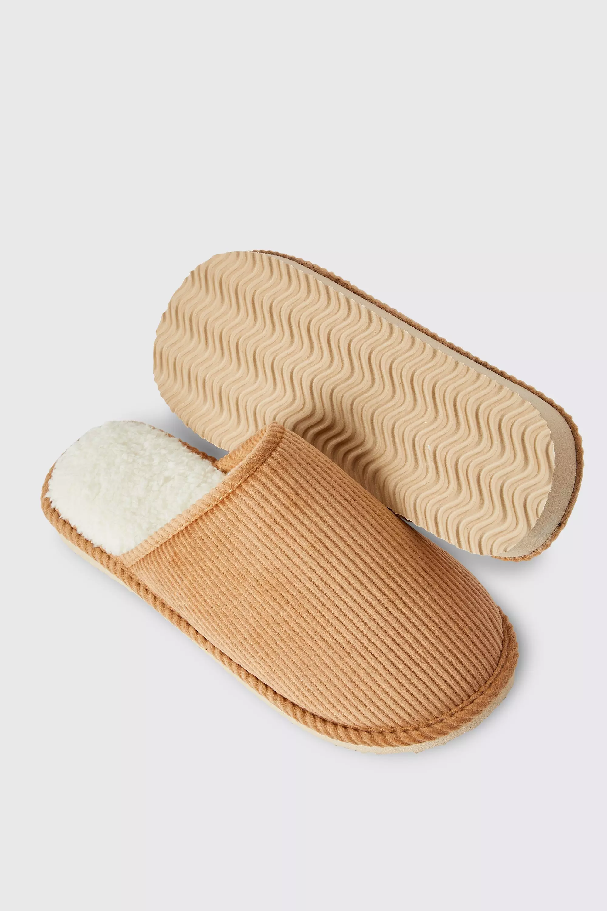 Camel Cord Backless Slippers alternative image