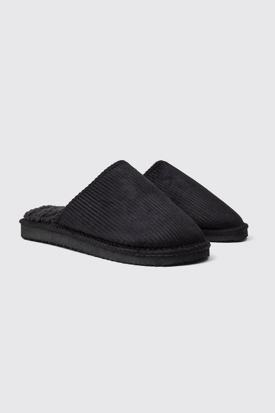 Black Cord Backless Slippers