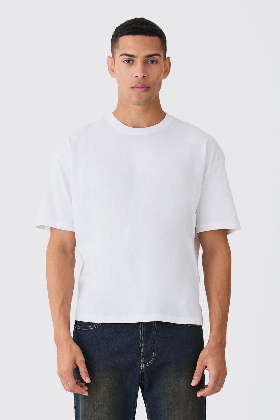 Camiseta recta con cuello extendido, White bianco