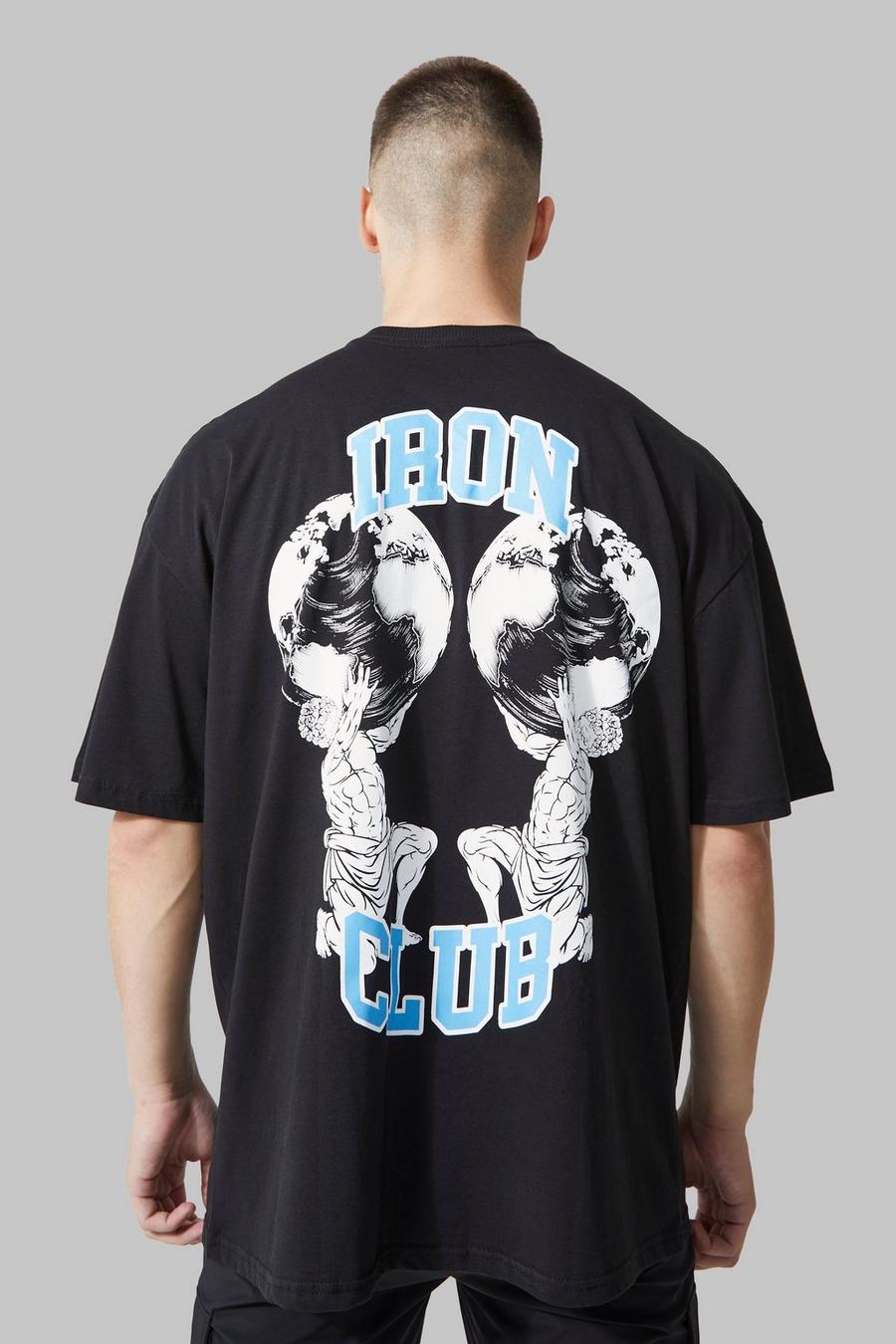 Black schwarz Tall Oversized Man Active Iron Club T-Shirt