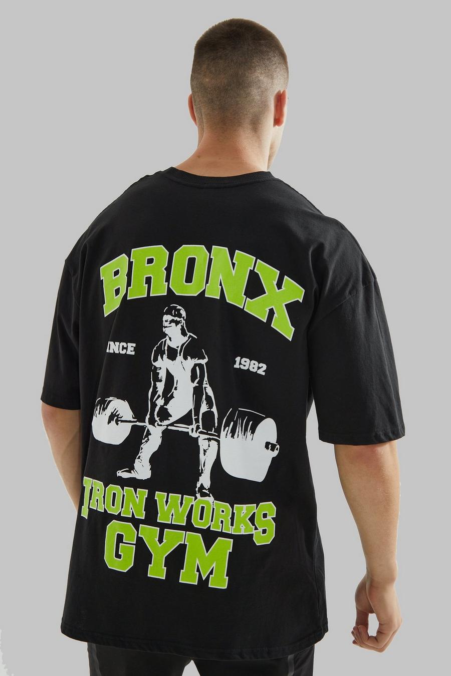 Tall - T-shirt de sport oversize à slogan Bronx - MAN Active, Black image number 1