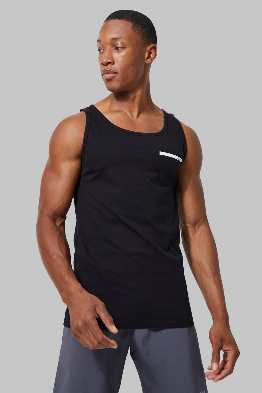 Black Man Active Gym Training Vest image number 1