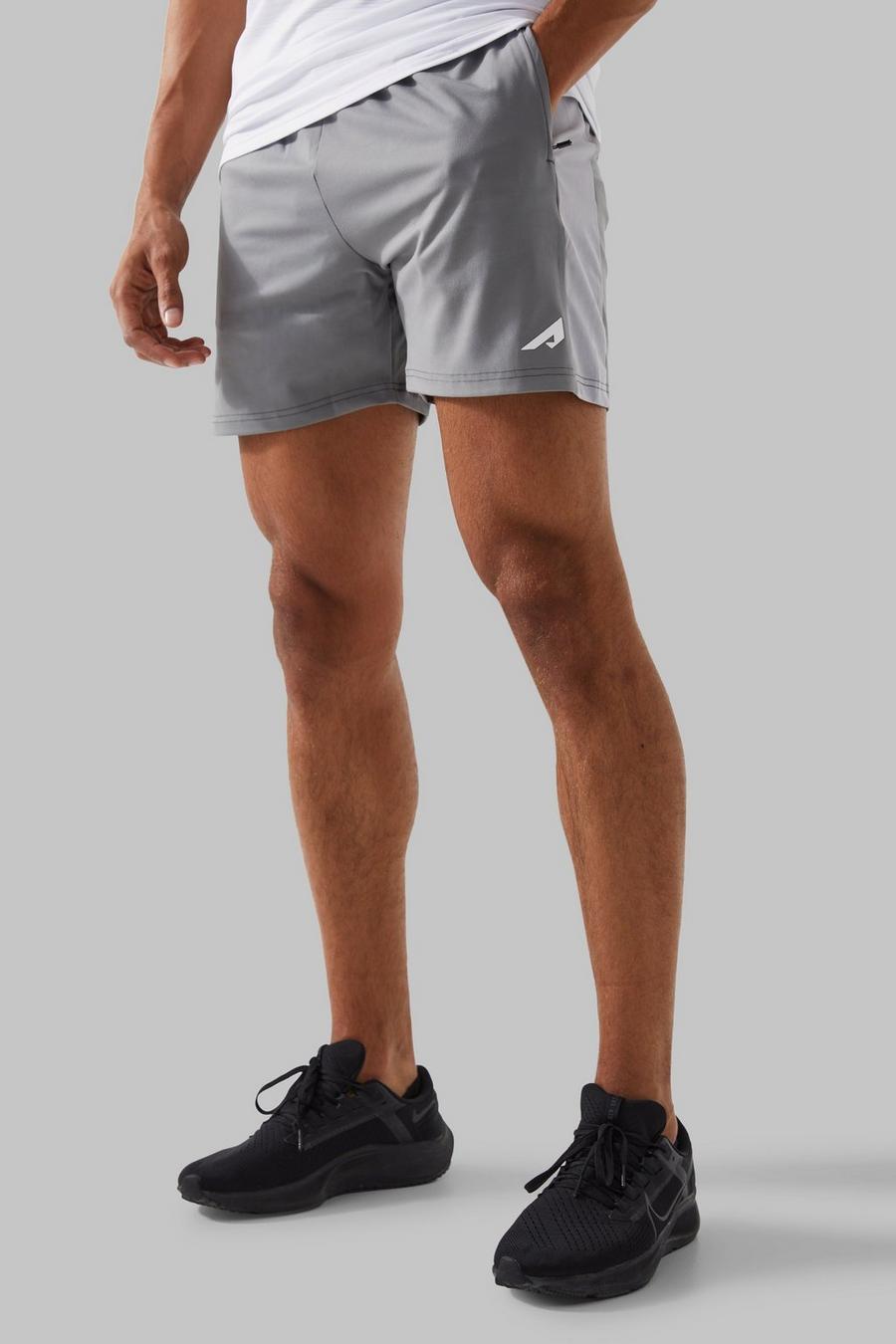 Pantalón corto Active resistente con panel y logo, Grey