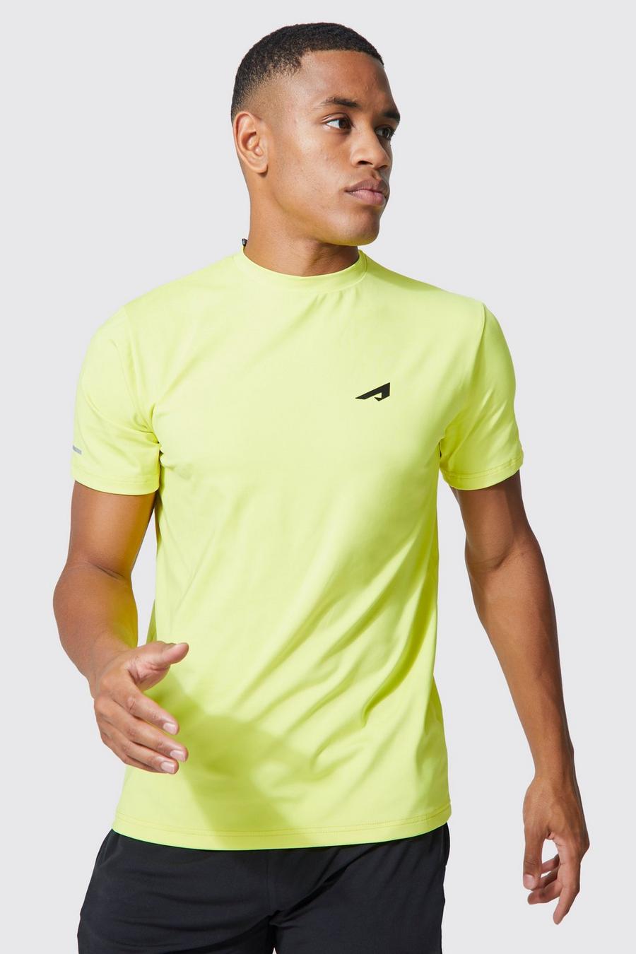 T-shirt Active con logo per alta performance, Bright yellow image number 1