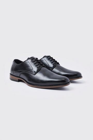 Faux Leather Lace Up Derby Shoes black