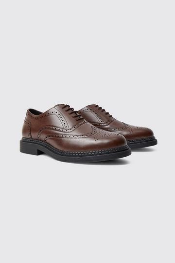 Classic Faux Leather Brogue brown