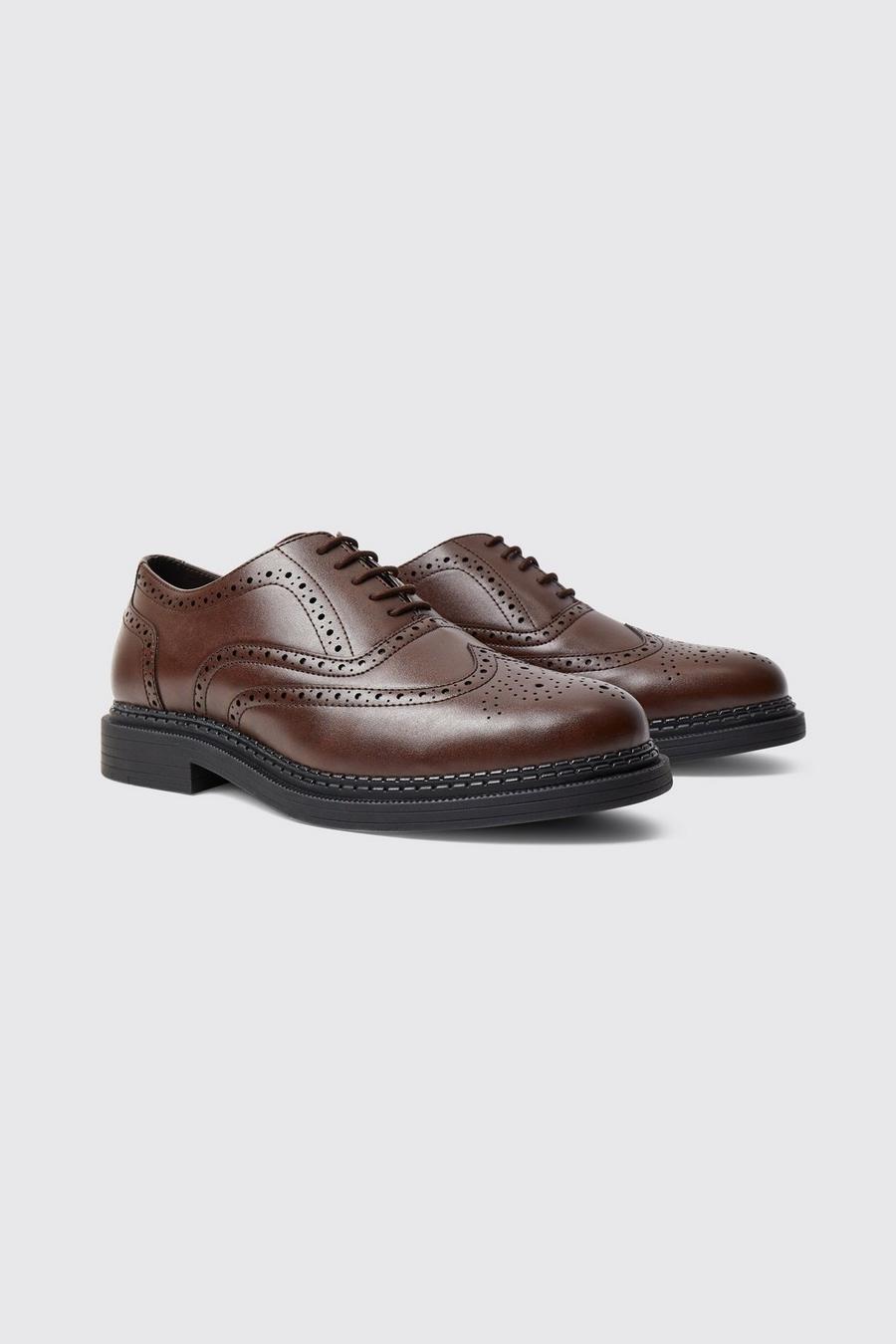 Brown marron Classic Faux Leather Brogue