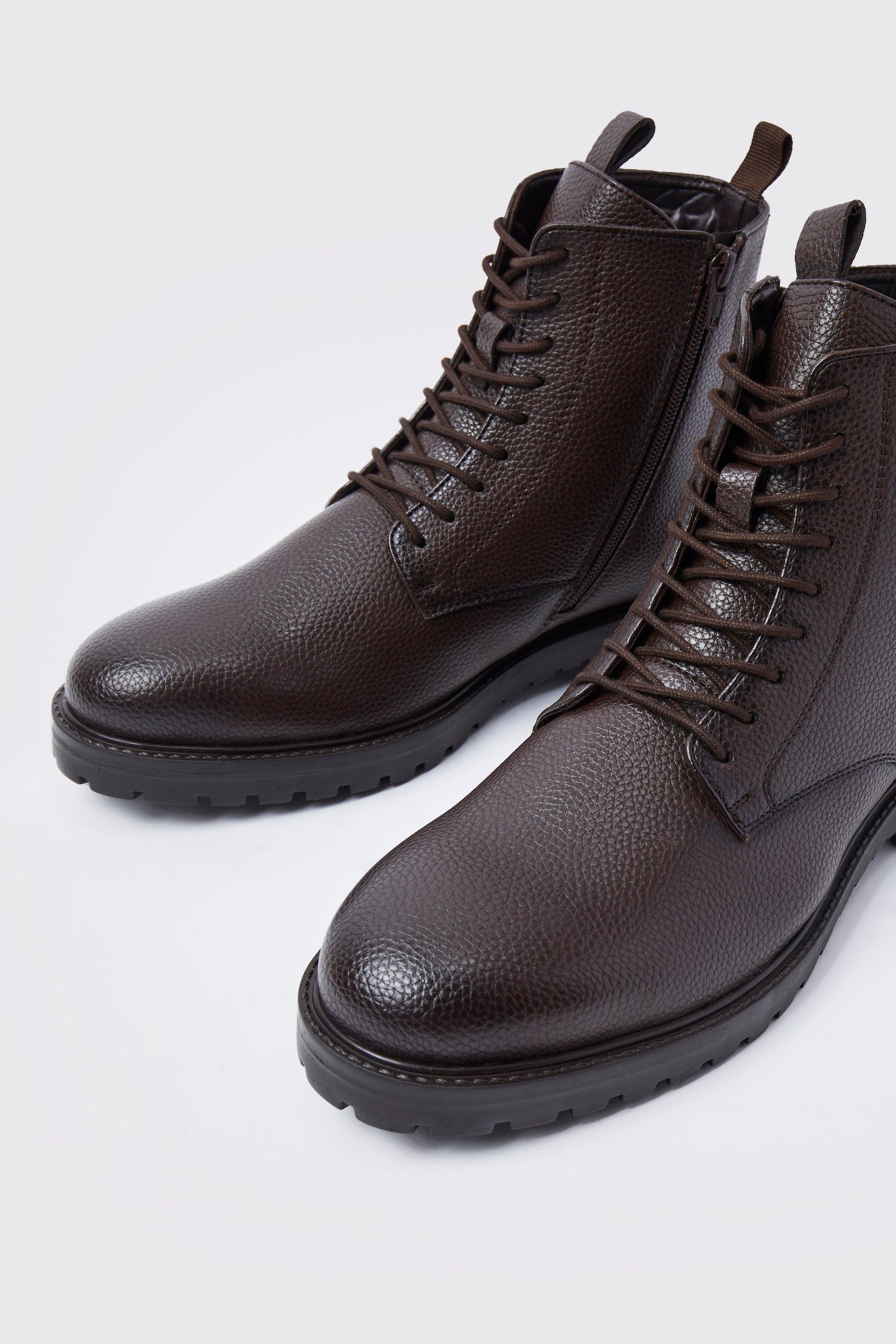 Brown leather lace up boots sale