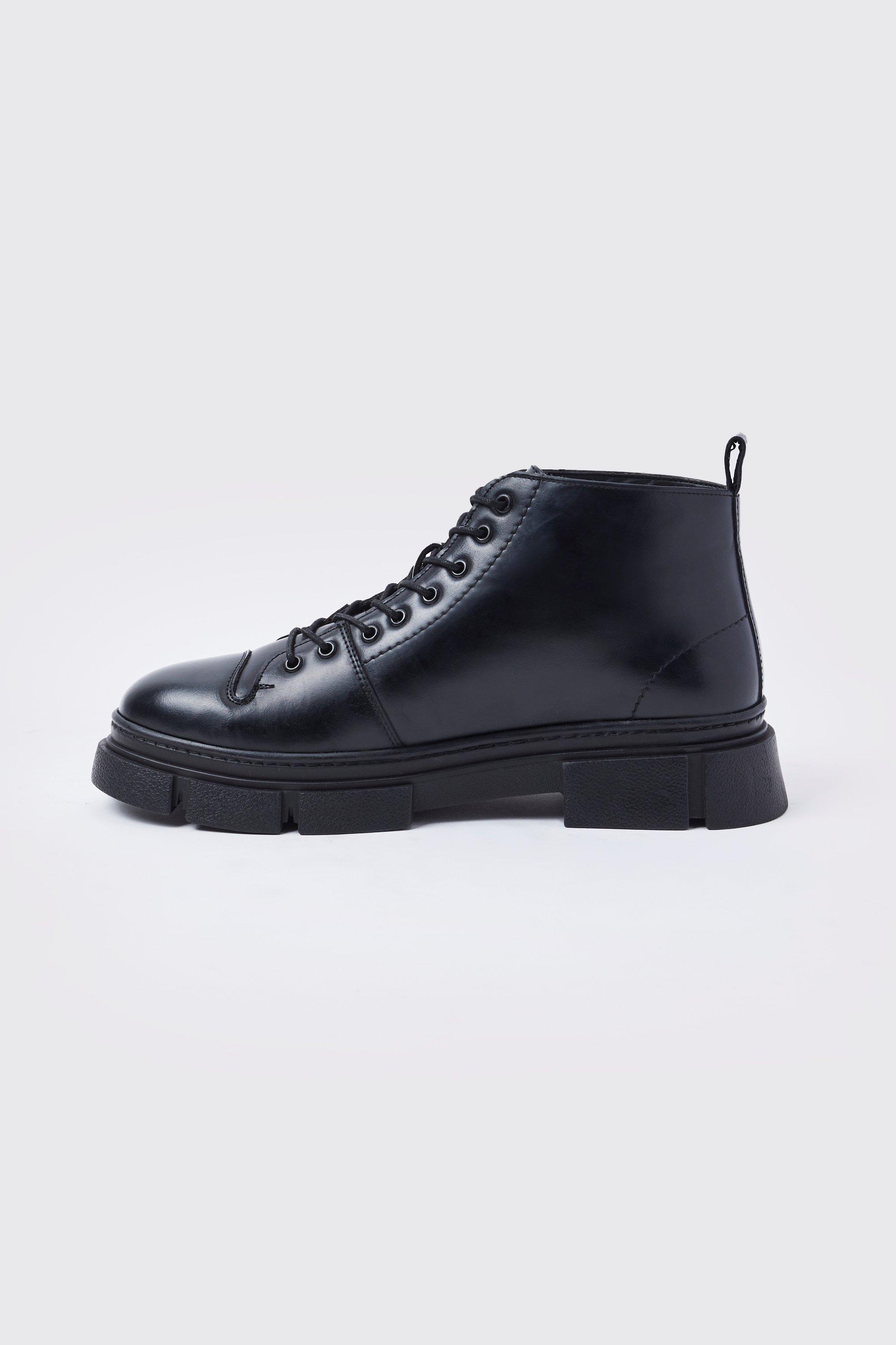 Faux Leather Chunky Sole Boots