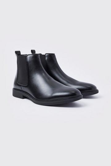 Classic Faux Leather Chelsea Boots