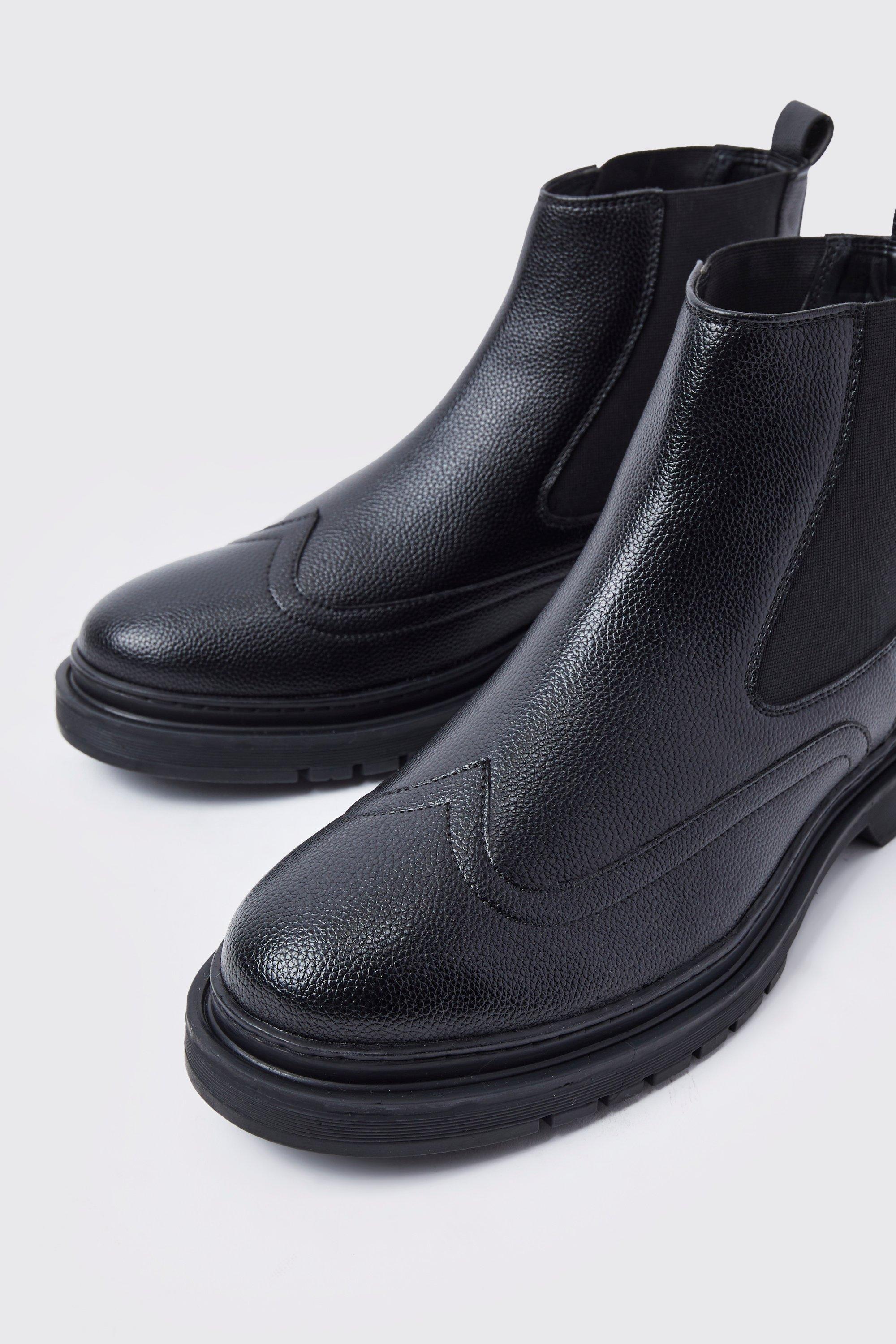 Black faux hotsell leather chelsea boots