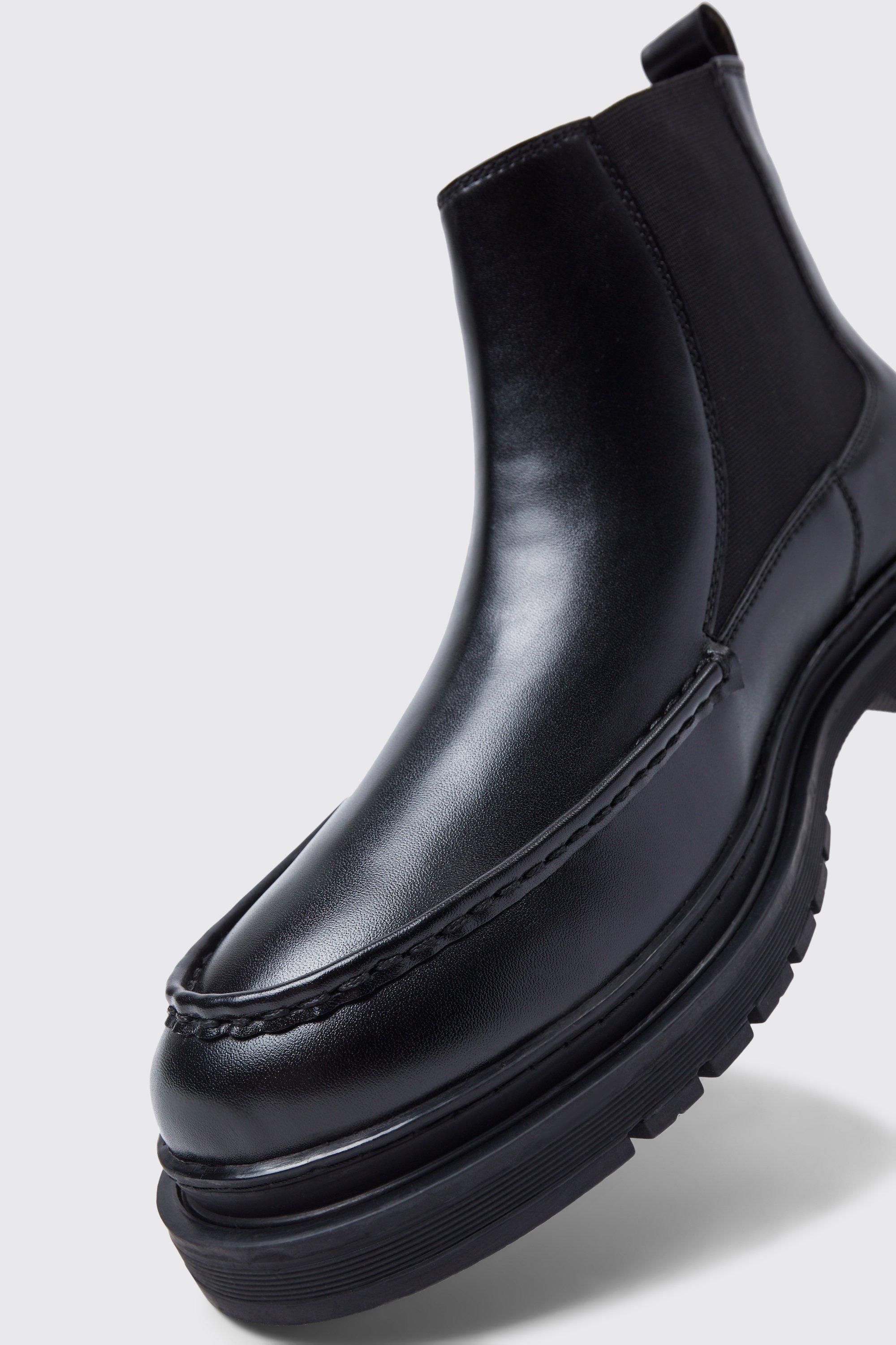 Apron Front Chelsea Boots With Track Sole