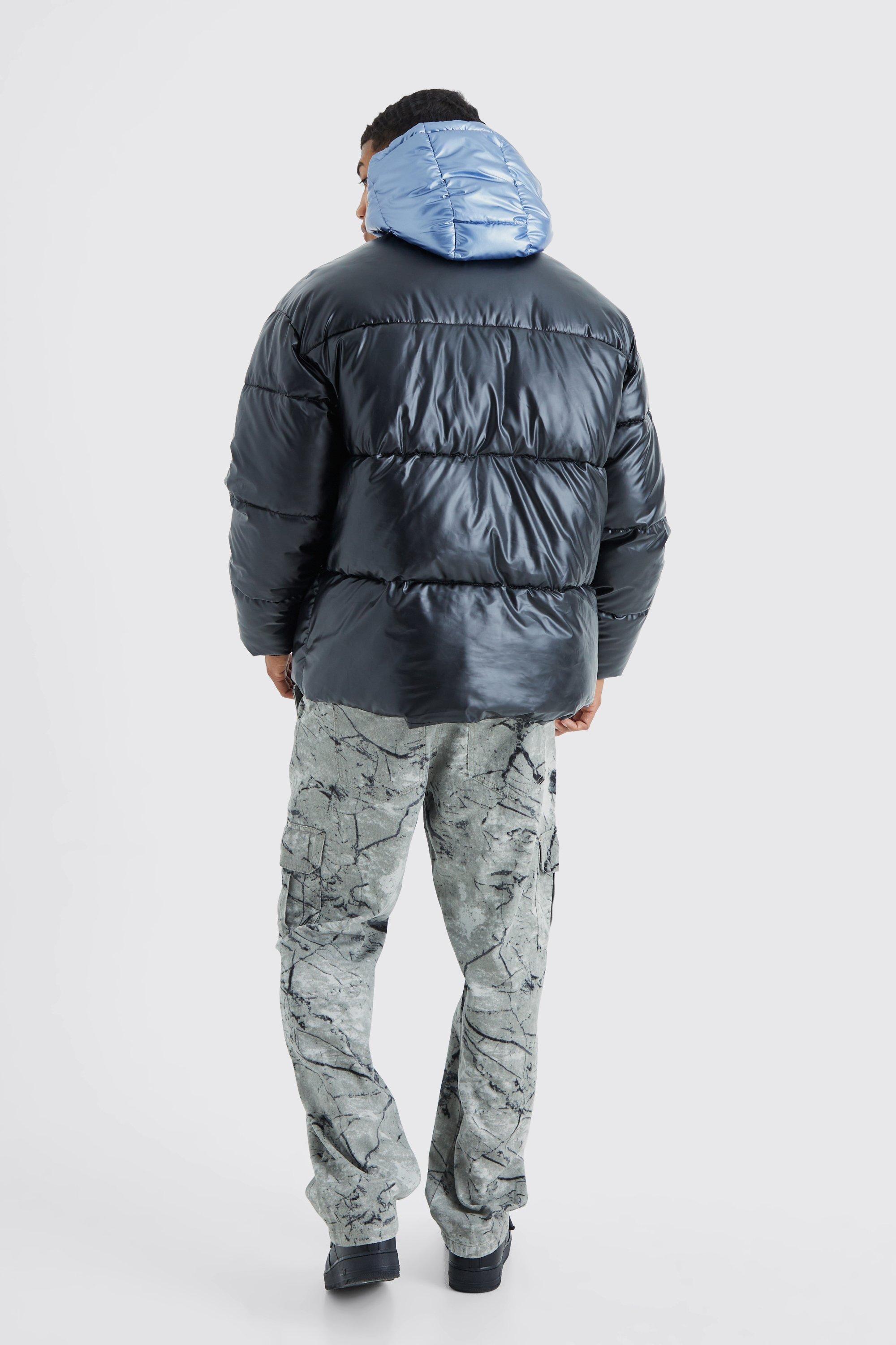 Double Layer Metallic Puffer With Hood