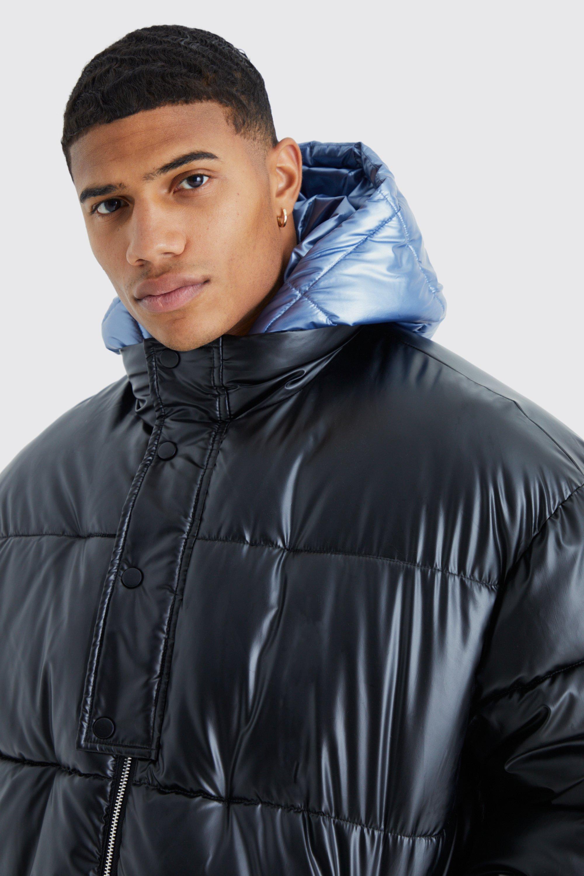 Mens metallic puffer on sale jacket