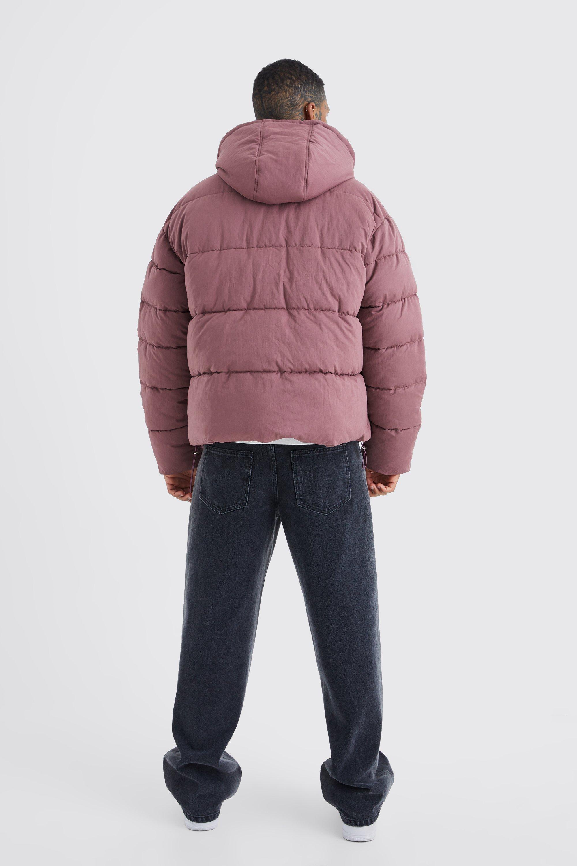 Crinkle nylon best sale hooded puffer jacket