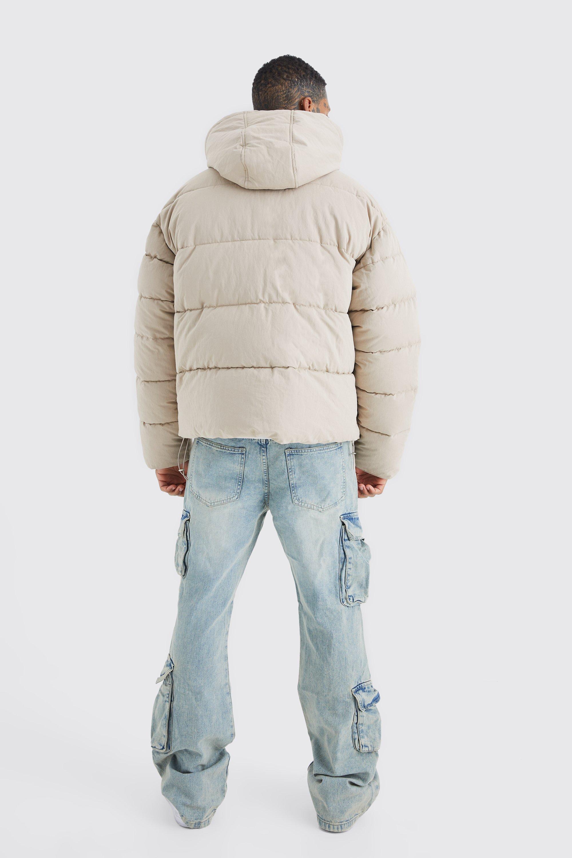 Crinkle nylon hooded online puffer jacket