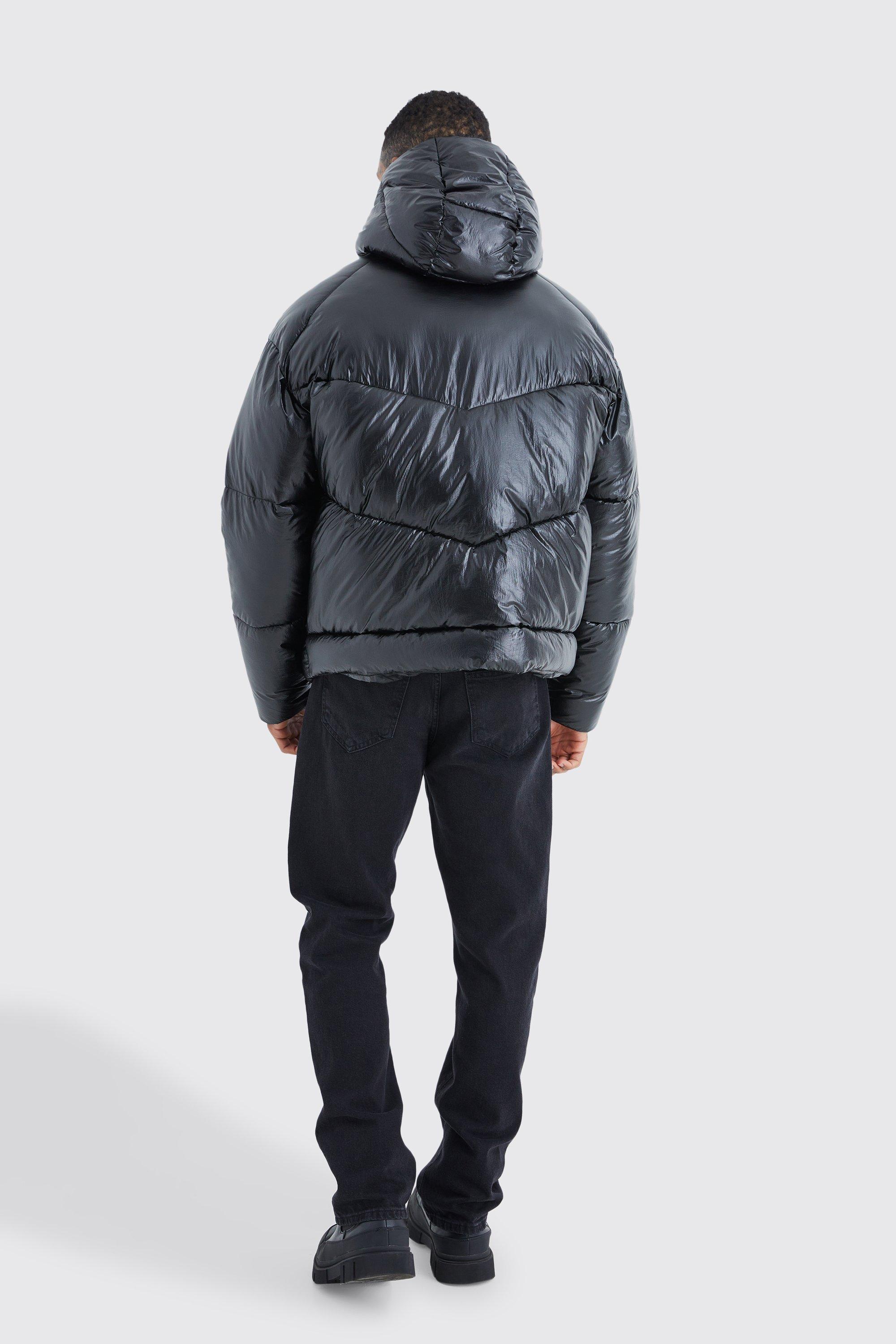 High shine hooded discount puffer