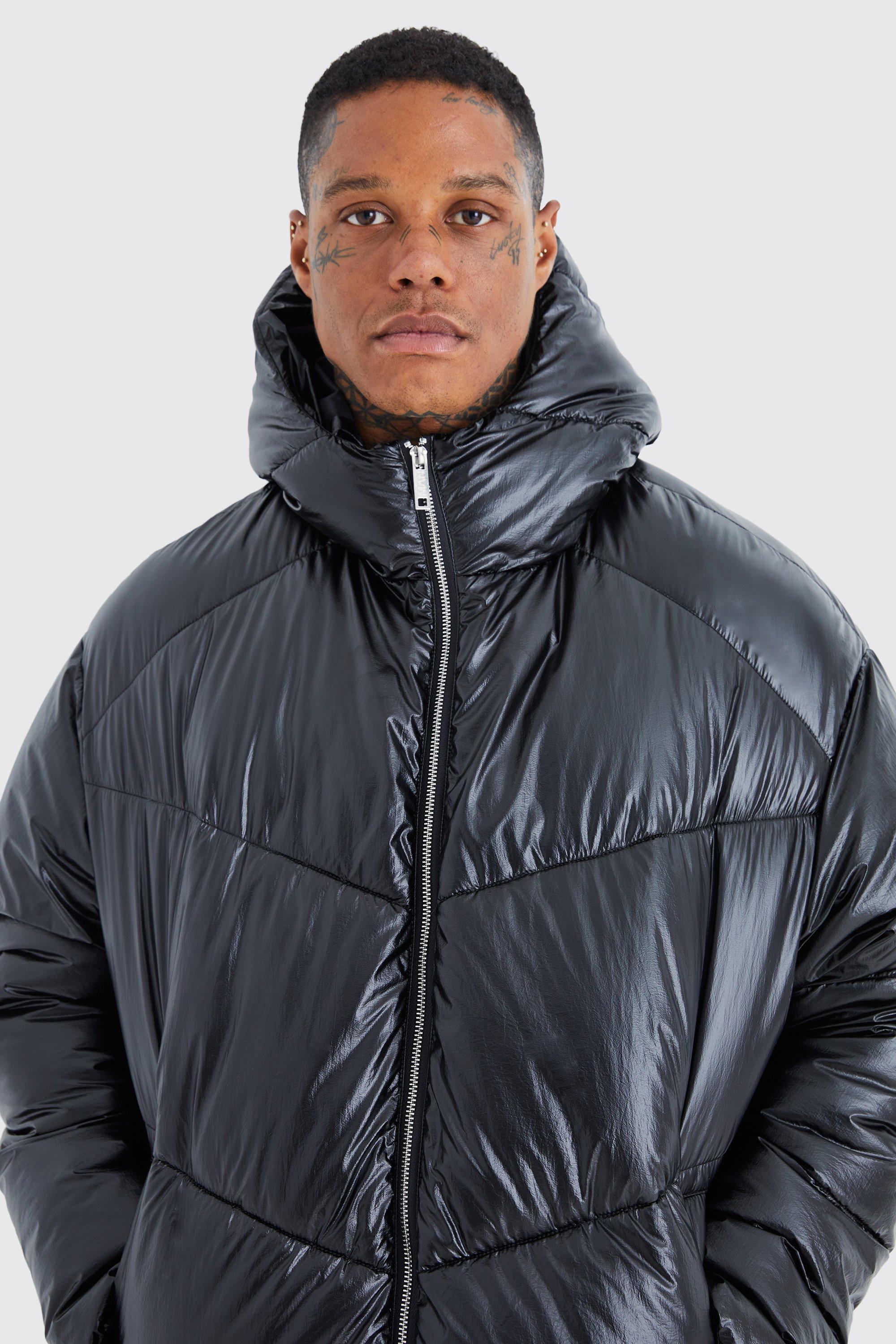 Mens high outlet shine puffer jacket