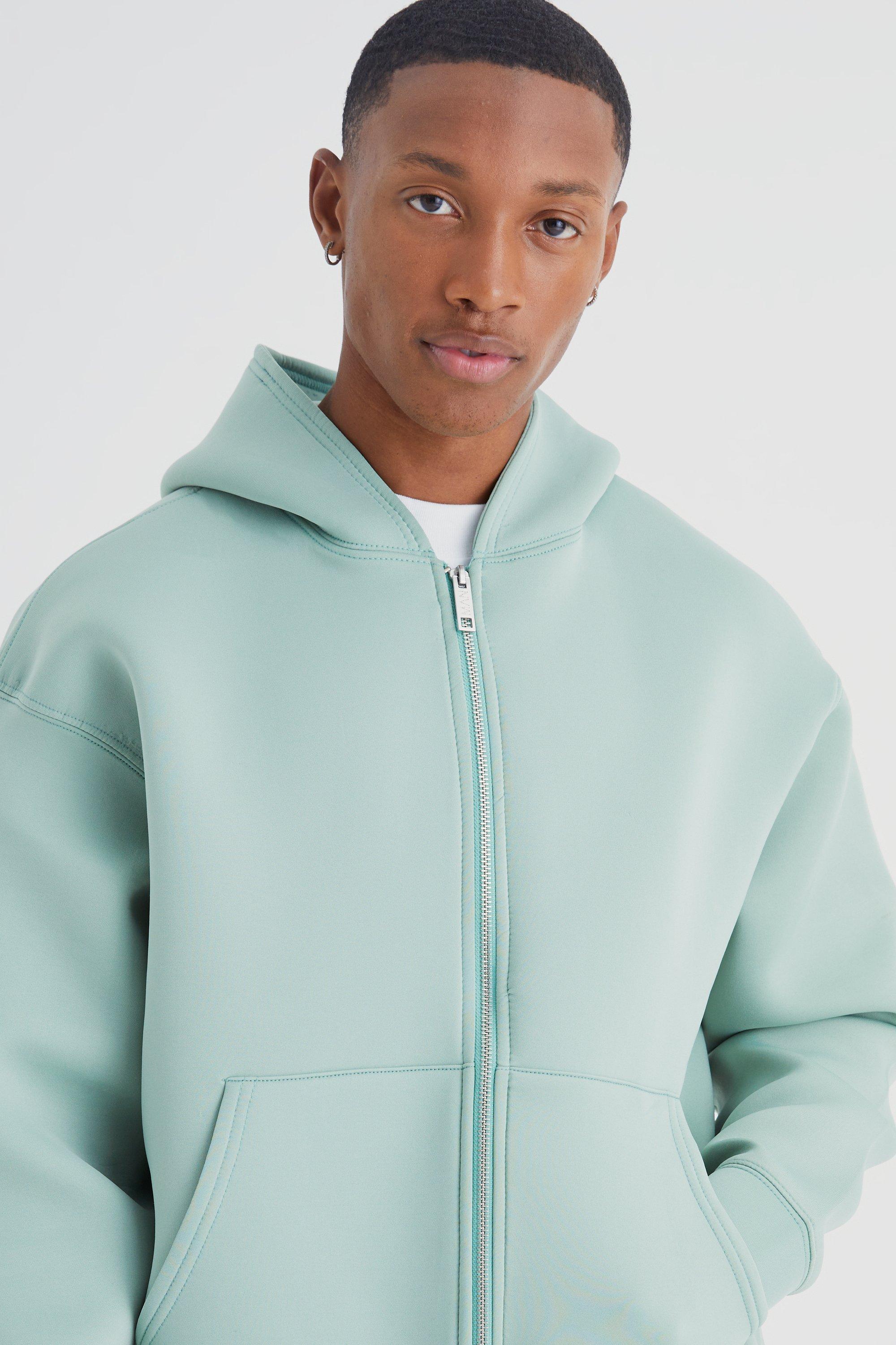 Men's Full Zip Hoodie In Light Recycled Scuba