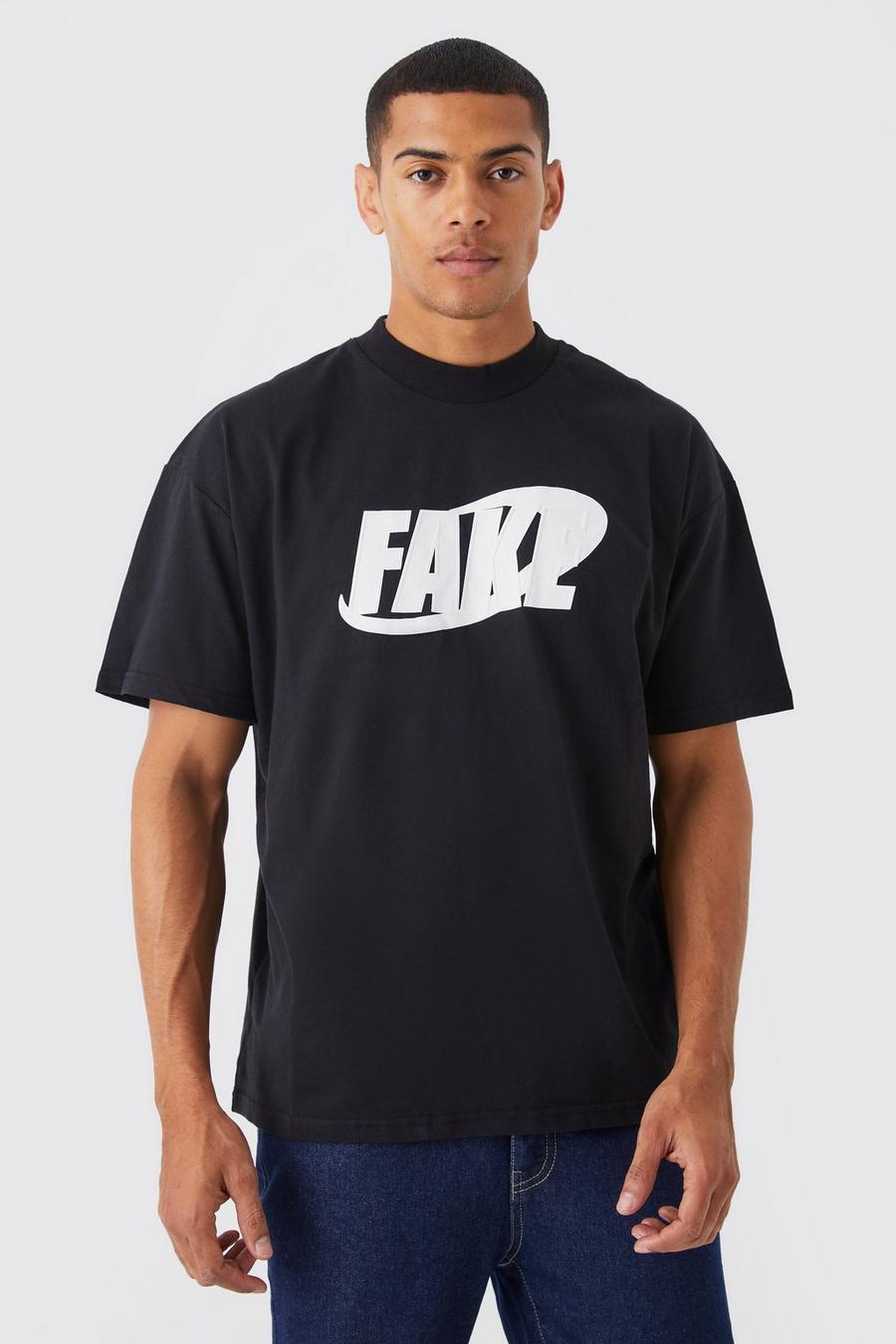Men's Oversized Fake Heavyweight T-shirt | Boohoo UK