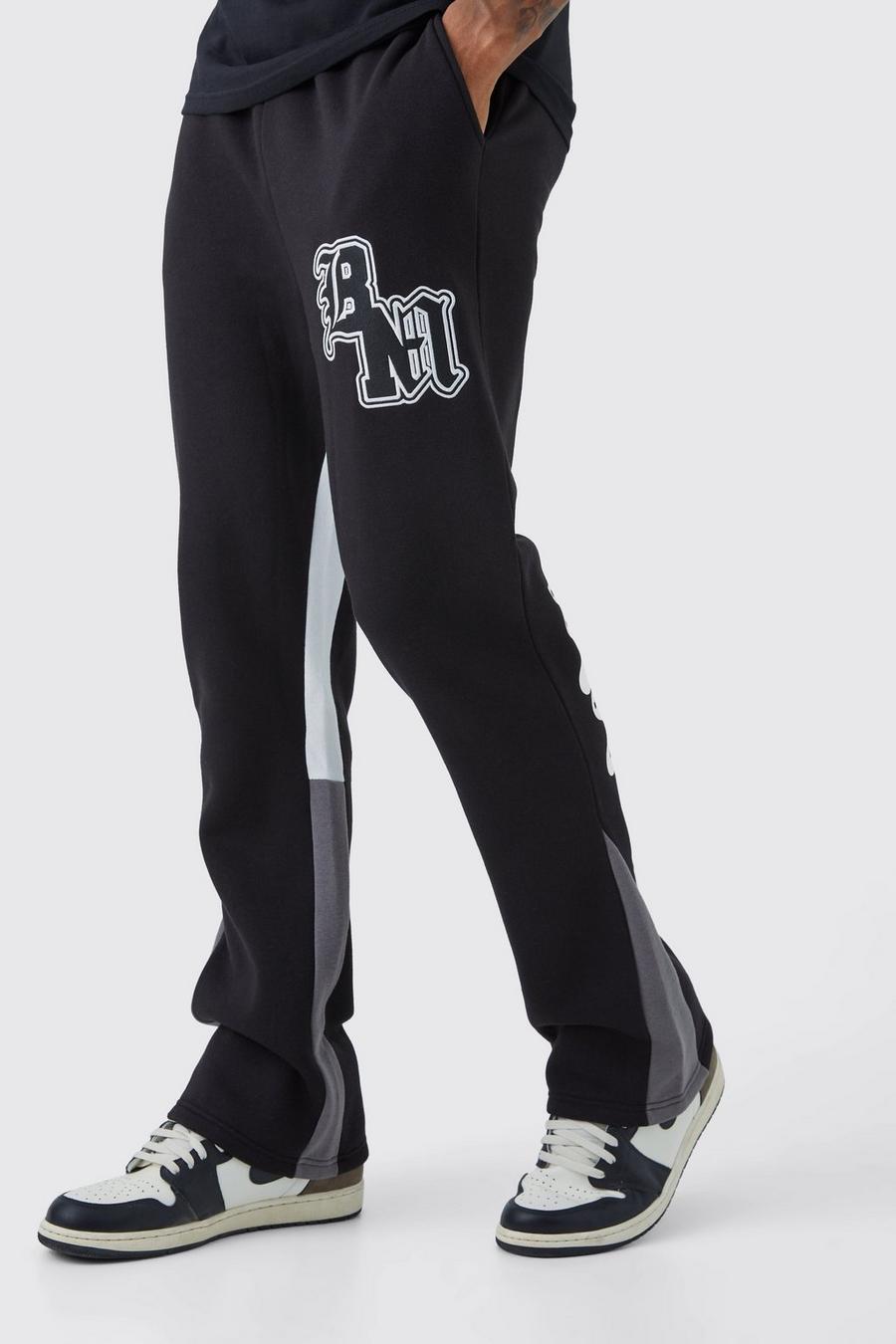Pantalón deportivo Tall con BM en contraste y refuerzo, Black