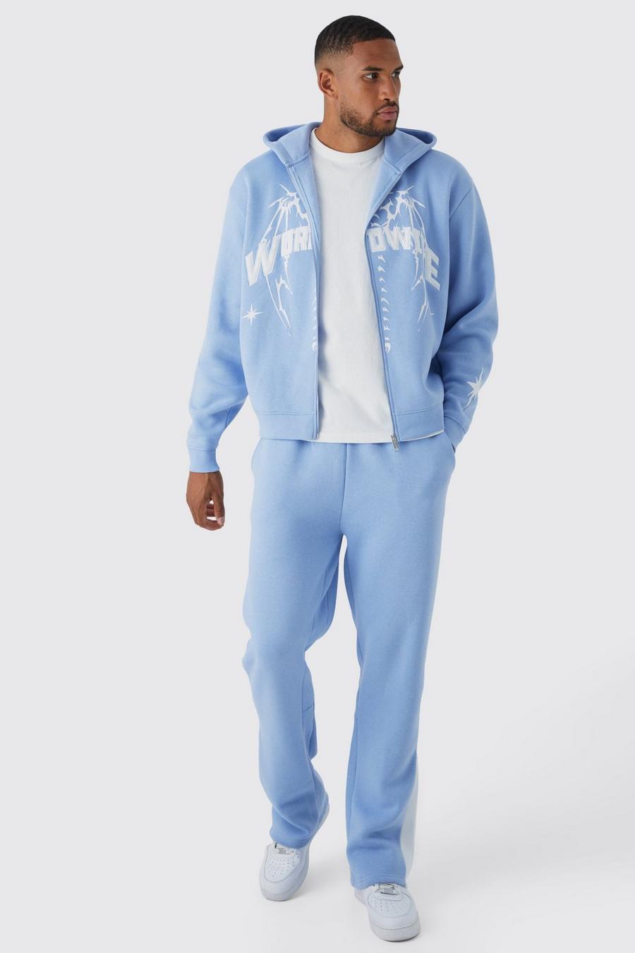 Light blue Tall Oversized Boxy Zip Hooded Gusset Tracksuit