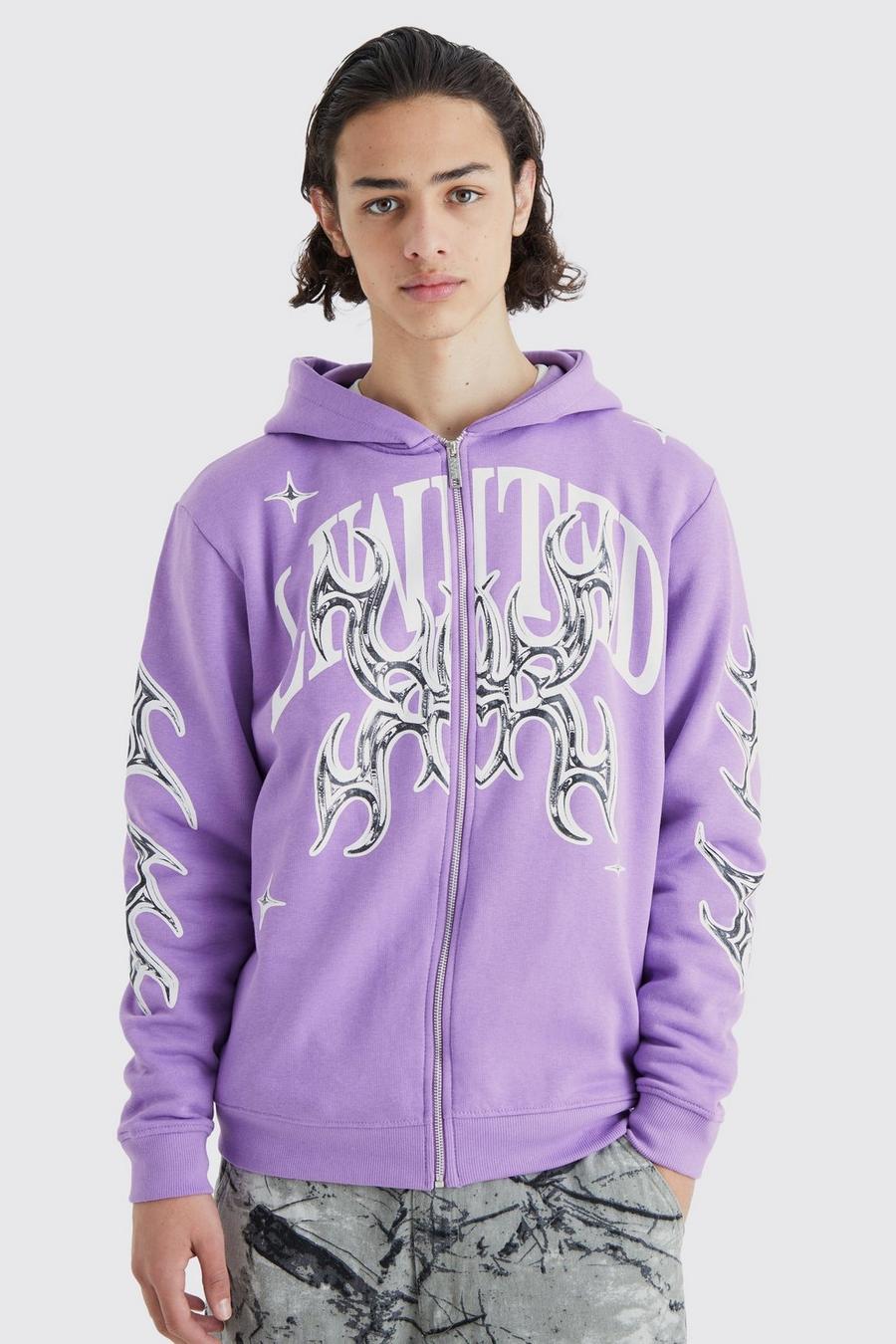 Purple Limited Oversize hoodie med grafiskt tryck image number 1