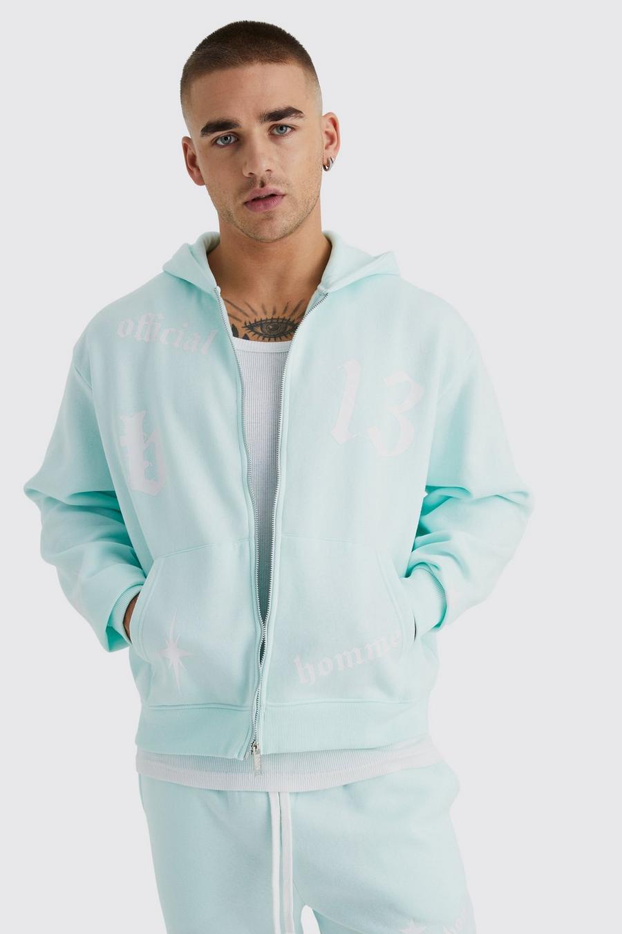 Light blue Oversized Boxy Multi Placement Hoodie image number 1