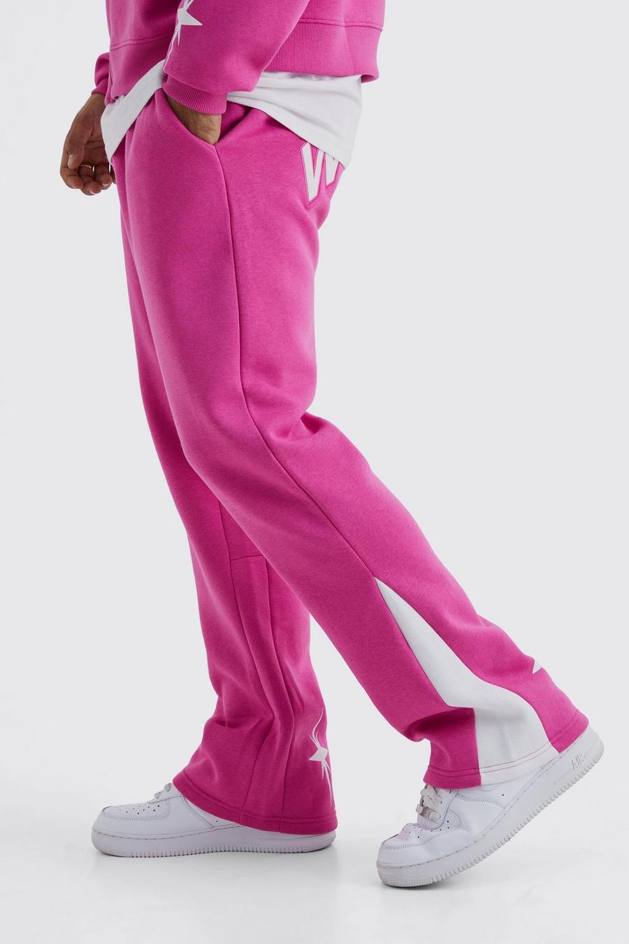 Pantaloni tuta Worldwide con inserti a stella, Pink rosa