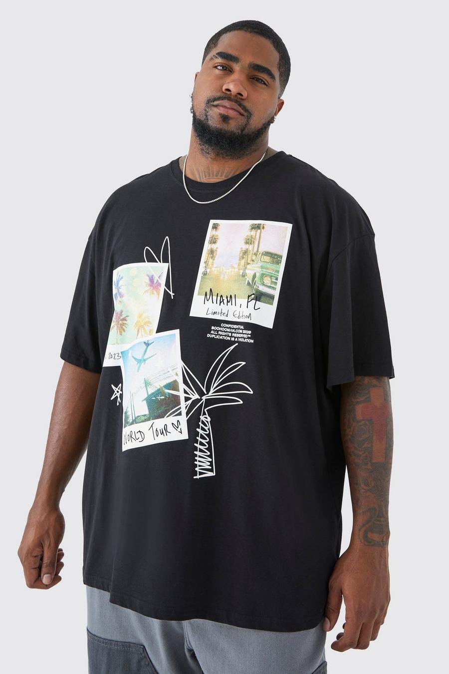 Black Plus Oversized Schets T-Shirt Met Print