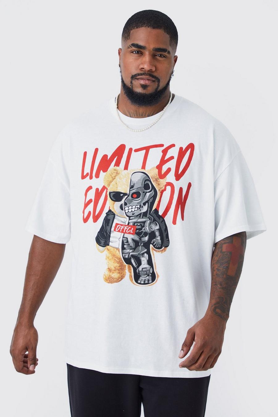 White Plus Oversized Evil Robot Teddy T-shirt