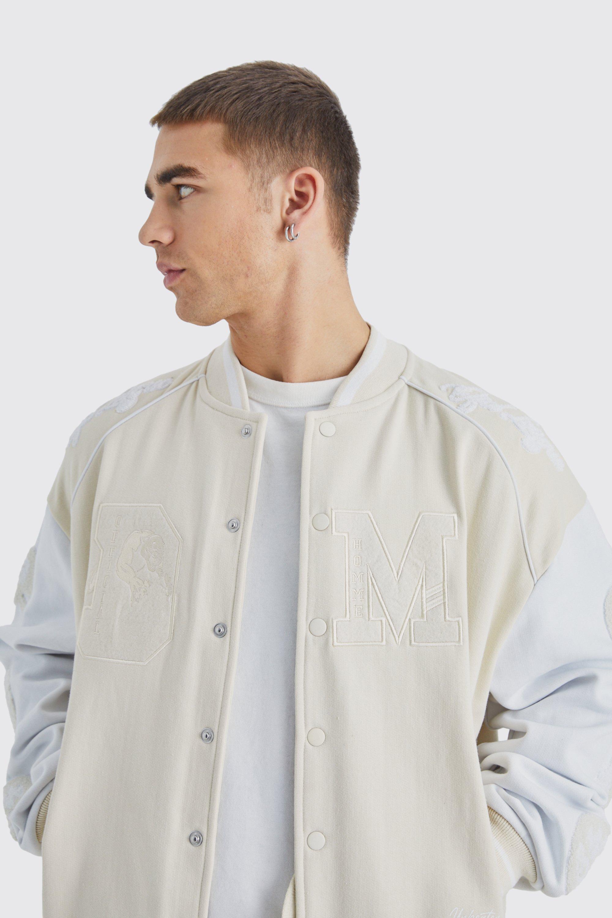 Oversized Boxy Jersey Varsity Bomber Jacket