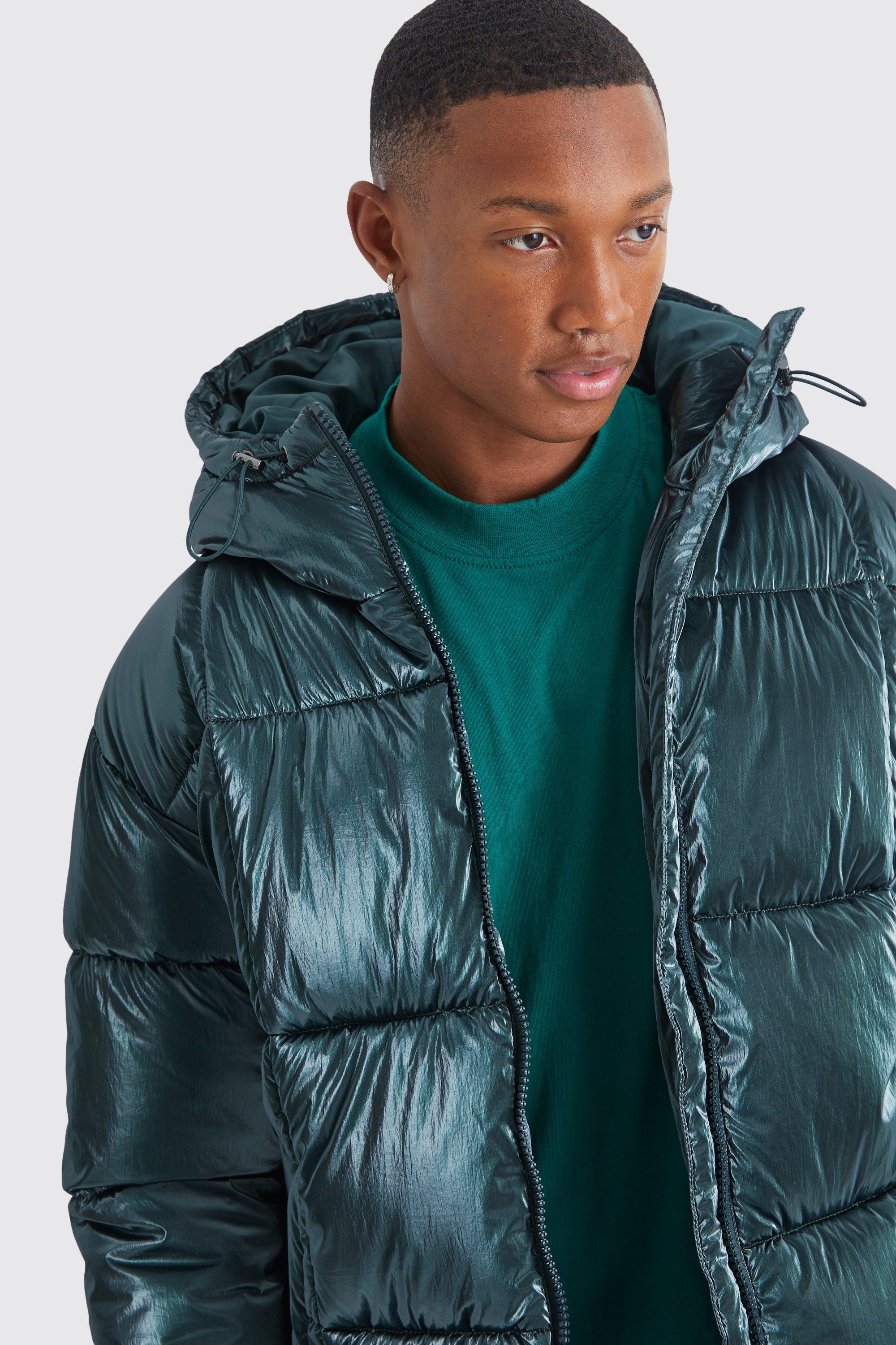 Metallic green sale puffer jacket