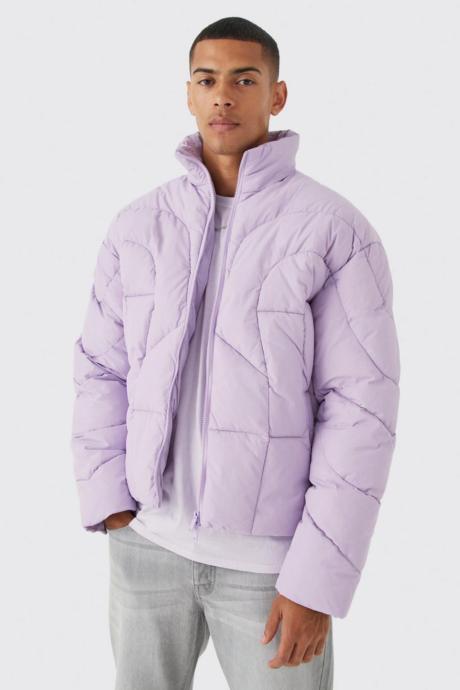 Lilac Curved Panel Funnel Neck Puffer image number 1
