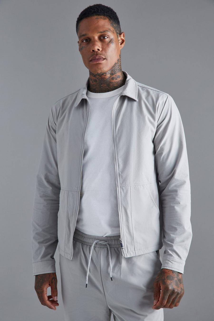 Shacket in Stretch tecnico, Light grey image number 1