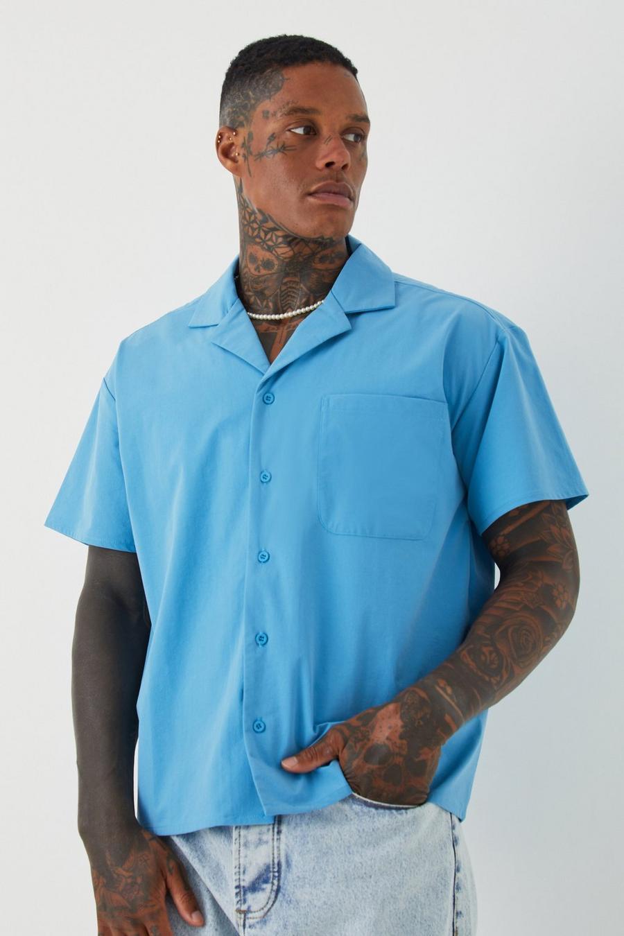 Dusty blue Technical Stretch Boxy Shirt image number 1