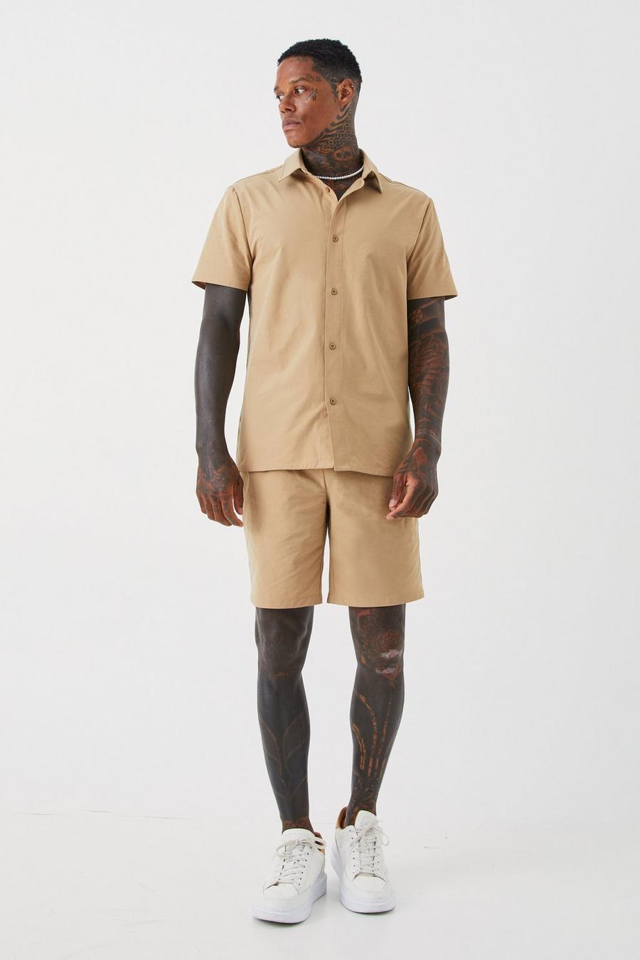 Stone beis Technical Stretch Shirt & Short image number 1