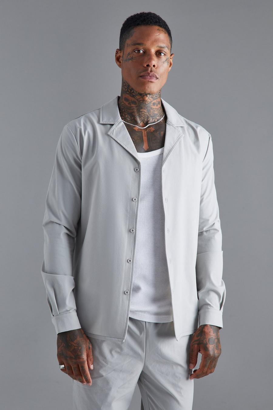 Light grey Långärmad skjorta och byxor i tekniskt tyg